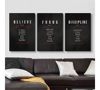 TANYANG Croire, Discipliner Et Se Concentrer Définition Affiche Motivationnel & Inspirational Canvas Prints Wall Art Painting For Room Home Decor 60Cmx80Cmx3Pcs Sans Cadre
