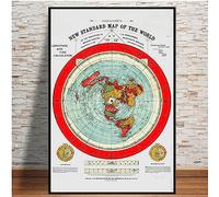 TANYANG Hd Modern Spray Picture Canvas Poster Carte De La Terre Plate Nouvelle Carte Du Monde De Gleason Peinture Murale Pour Le Décor Esthétique Du Salon A1 40X50Cm Sans Cadre