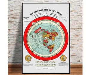 TANYANG Hd Modern Spray Picture Canvas Poster Carte De La Terre Plate Nouvelle Carte Du Monde De Gleason Peinture Murale Pour Le Décor Esthétique Du Salon A1 60X90Cm Sans Cadre