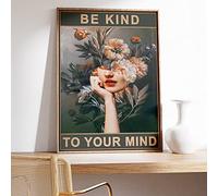 TANYANG Mental Soyez Gentil Avec Votre Esprit Santé Mentale Affiches Et Impressions Vintage Floral Wall Art Image Canvas Painting Room Home Decor 40X50Cm Sans Cadre