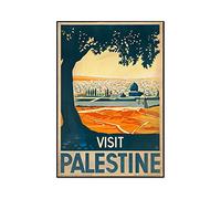 TANYANG Palestine Voyage Vintage Affiche Toile Peinture, Palestine Carte Mur Art Impressions Noir Blanc Photo Bureau Décoration De Chambre 60X90Cm Sans Cadre