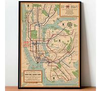 TANYANG Vintage Mur Art Métro Cartes Toile Peinture New York City Affiches Hd Imprime Style Mur Décor Salon Décoration De La Maison 21X30Cm Sans Cadre