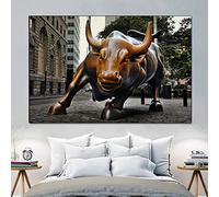 TANYANG Vintage New York Wall Street Bull Stock Market Poster Prints Canvas Art Wall Paintings Bull Market Art Mural For Living Room Decoration 60X90Cm Sans Cadre