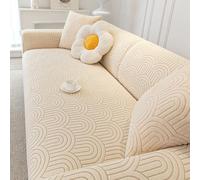 TANYAZ Housse Canapé 1/2/3/4/5 Places avec Accoudoirs, Housse Canape Extensible, Velours Jacquard épais Protege Canape Universelle, Housses pour Meubles Protection (Color : Beige, Size : 3 Seater)