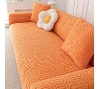 TANYAZ Housse Canapé 1/2/3/4/5 Places avec Accoudoirs, Housse Canape Extensible, Velours Jacquard épais Protege Canape Universelle, Housses pour Meubles Protection (Color : Orange, Size : 1 Seater)
