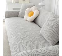 TANYAZ Housse Canapé 1/2/3/4/5 Places avec Accoudoirs, Housse Canape Extensible, Velours Jacquard épais Protege Canape Universelle, Housses pour Meubles Protection (Color : Grey, Size : 2 Seater)