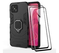 TANYO Coque de téléphone + Protecteur d'écran [Lot de 2] pour Oppo Reno4 Z 5G, TPU/PC résistant aux Chocs [Support 360°] avec Protection d'écran en Verre trempé, Noir