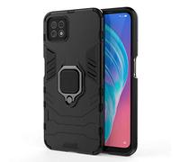 TANYO Coque pour Oppo A73 5G, Housse TPU/PC Armor Etui avec Holder Support, Hybrid Silicone Case Antichoc Bumper Cover, Noir