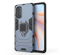 TANYO Coque pour Oppo Reno4 Pro 5G, Housse TPU/PC Armor Etui avec Holder Support, Hybrid Silicone Case Antichoc Bumper Cover, Bleu