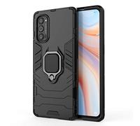 TANYO Coque pour Oppo Reno4 Pro 5G, Housse TPU/PC Armor Etui avec Holder Support, Hybrid Silicone Case Antichoc Bumper Cover, Noir