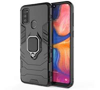 TANYO Coque pour Samsung Galaxy M21 / M30S, Housse TPU/PC Armor Etui avec Holder Support, Hybrid Silicone Case Antichoc Bumper Cover, Noir