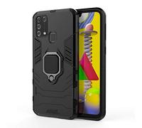 TANYO Coque pour Samsung Galaxy M31 / M21s, Housse TPU/PC Armor Etui avec Holder Support, Hybrid Silicone Case Antichoc Bumper Cover, Noir