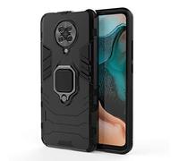 TANYO Coque pour Xiaomi Poco F2 Pro/Pocophone F2 Pro 5G, Housse TPU/PC Armor Etui avec Holder Support, Hybrid Silicone Case Antichoc Bumper Cover, Noir