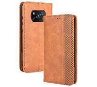 TANYO Housse Folio en Cuir pour Xiaomi POCO X3 Pro | X3 NFC Coque, Premium PU/TPU Flip Étui Portefeuille avec Fentes pour Cartes, Pochette Protector Etui Case Cover - Marron