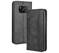 TANYO Housse Folio en Cuir pour Xiaomi POCO X3 Pro | X3 NFC Coque, Premium PU/TPU Flip Étui Portefeuille avec Fentes pour Cartes, Pochette Protector Etui Case Cover - Noir