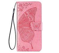 TANYO Papillon Coque Folio pour Oppo A53S / A53, Housse Étui en PU/TPU Cuir Flip Portefeuille avec Espèces et Carte Fente, Téléphone Case Protection Cover - Rose