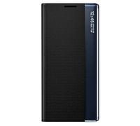 TANYO Smart View Coque pour Samsung Galaxy S21 Ultra (S30 Ultra), Prime Étui Housse à Rabat avec Clear Afficher Fenêtre, Elégant Miroir Flip Etui Case Cover avec Support Pliable - Noir