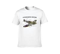 TANYOUPIN Supermarine Spitfire Airshow Airplane Aeroplane Birthday Gift Mens Short Sleeve White L