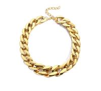 Tanyoyo Collier ras du cou épais doré à maillons cubains double O - Bijoux punk hip-hop pour femme, EXTRA LARGE, Acrylique, Pas de gemme