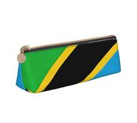 Tanzania Flag Triangle Étui en cuir multifonction Sac de maquillage portable et papeterie Sac de rangement, blanc, One Size, Légères