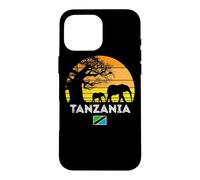 Tanzanie Elephant Safari Vintage Sunset Baobab Drapeau Afrique Coque pour iPhone 16 Pro Max