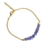 Tanzanite 3-4 mm en forme d'éclats non coupées, perles grossières, 17,8 cm, fermoir réglable plaqué or, bracelet pour homme et femme | LK_STACK_06384