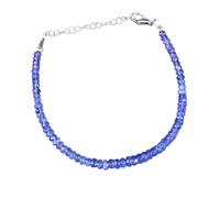 Tanzanite 3 mm Rondelle Perles à facettes 17,8 cm Fermoir réglable plaqué argent Bracelet pour hommes et femmes | LK_STACK_06352