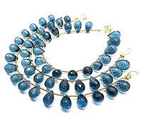 Tanzanite Quartz 7 x 10 mm Drop Faceted 6 pouces 17 pièces Couleur bleue Rare Gemstone Beads Beach German_Beads_87