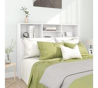 TANZEM Armoire de tête de lit Blanc 140x19x103,5 cm,Tete De Lit Rotin,Tête De Lit avec Rangement,Tete De Lit avec Chevet