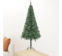 TANZEM Sapin de Noël Artificiel d'angle Vert 150 cm PVC,Sapin De Noel Artificiel,Cônes De Noël