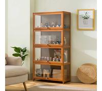 TANZEM Vitrine pour Objets de Collection/vitrine en Acrylique, vitrines pour Objets de Collection, vitrine en Bambou Naturel, Conception de Porte Rabattable, Forte capacité de Charge, a