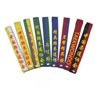 TANZEQI Ceinture brodée personnalisée pour Taekwondo Hapkido Arts Martiaux/Karaté Judo Kickboxing Ju-Jitsu Shotokan Junior, noir, 110.23“/280cm