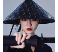 TANZEQI Chapeau japonais en bambou de samouraï pour cosplay, chapeau asiatique conique, chapeau de riziculteur (42 cm pour adulte)