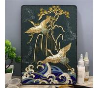 TANZEQI Kit de peinture en émail cloisonné à faire soi-même pour l'art chinois de la grue et du paysage du patrimoine culturel immatériel (grue B)