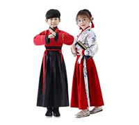 TANZEQI Robe traditionnelle chinoise Hanfu pour garçons et filles - Robe de fête ancienne de la dynastie Han - Vêtements de culture traditionnelle - Vêtements de festival formels (rouge et noir, 160)