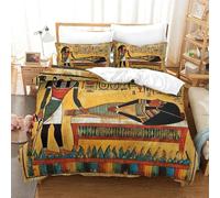 tanzhenning 3D, Imprimé Égypte Antique Literie en Microfibre Super Douce Et Respirante Sets De Housses De Couettes 3 Pièces avec Taies d'oreiller Double（200x200cm）