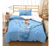 tanzhenning Erling Haaland Parure De Lit pour Impression 3D Imprimé Housse De Couette Parure De Lit pour Garçons Et Filles Fermeture Éclair Cachée Couette Sets Single（135x200cm）