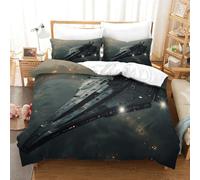 tanzhenning Guerres des étoiles Housse De Couette 3 Pièces Parure De Lit Enfant Motif 3D Microfibre Housse Couette avec Fermeture Éclair- Sets De Housse Couette avec Taies d'oreiller King（220x240cm）