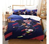 tanzhenning Kylian Mbappé Housse De Couette, Parure De Lit avec Housse De Couettes Imprimée en 3D, Microfibre Housses De Couette, Fermeture Éclair Couette Sets King(220x240cm)