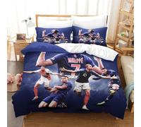 tanzhenning Kylian Mbappé Parure De Lit pour Impression 3D Imprimé Housse De Couette Parure De Lit pour Garçons Et Filles Fermeture Éclair Cachée Couette Sets Double（200x200cm）