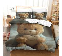 tanzhenning Ours en Peluche 3 Pièces Ensemble Housse De Couette Literie Couette Housse De Couette, Ultra Doux Microfibre Hypoallergénique Housses De Couettes avec Fermeture Éclair Double（200x200cm）