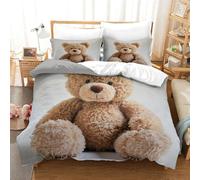 tanzhenning Ours en Peluche Housses De Couette Imprimé en 3D avec Ensemble De Literie De Housse De Couette Taie d'oreiller, Fermeture À Glissière pour Garçons Et Filles Couette Sets King（220x240cm）