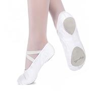 tanzmuster - Demi-Pointes en Toile Charlie - bi-Semelle en Cuir - Danse Classique - Blanc, 38