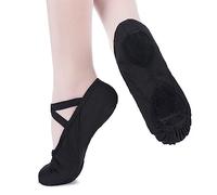 tanzmuster - Demi-Pointes en Toile Charlie - bi-Semelle en Cuir - Danse Classique - Noir, 45