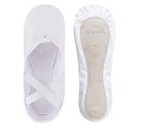 tanzmuster Demi-Pointes en Toile Dani - Semelle entière en Cuir - Danse Classique - Blanc, 35