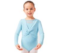tanzmuster ® Haut de Danse Fille -Mia- à Manches Longues pour la Danse Classique en Bleu Clair, 164/170 (15-16 Ans)