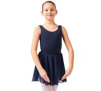 tanzmuster ® Jupette de Danse -Eva- Taille élastique, Une Voile de Mousseline pour la Danse Classique en Bleu Marine, 152/158 (13-14 Ans)