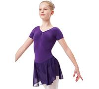 tanzmuster ® Justaucorps Danse Fille -Betty- avec Jupette en Mousseline et Trois Pierres Strass - Danse Classique, Lilas, 164/170 (15-16 Ans)