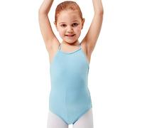 tanzmuster ® Justaucorps Danse Fille -Leonie- Bretelles Fines croisées dans Le Dos - Danse Classique - Bleu Clair, 164/170 (15-16 Ans)
