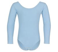 tanzmuster ® Justaucorps Danse Fille Manches Longues -Lilly- pour la Danse Classique en Bleu Clair, 152/158 (13-14 Ans)